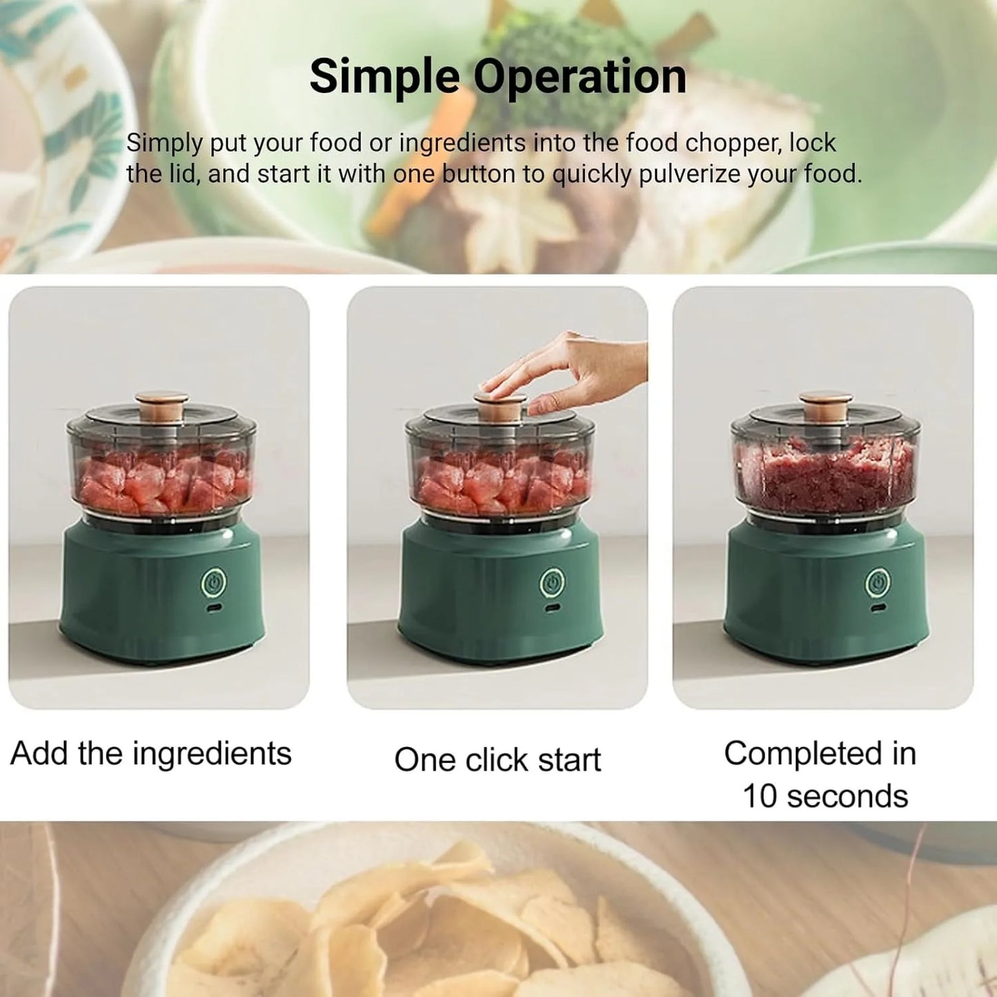 Mini USB Electric Food Processor Garlic Chopper Meat Grinder