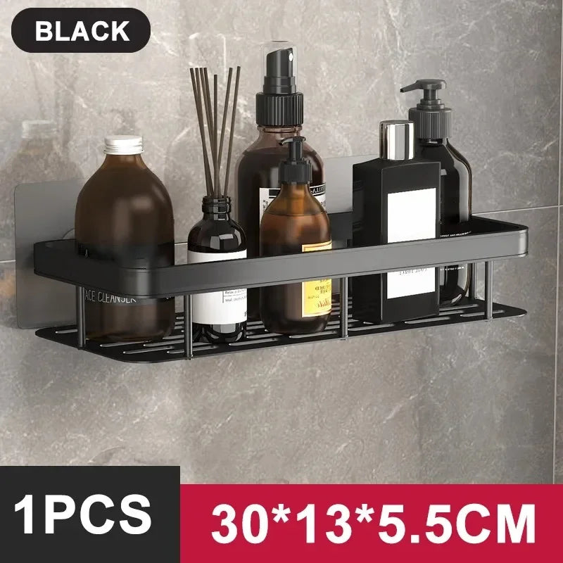 Aluminum Alloy Shower Shelf Wall Mounted No Drill