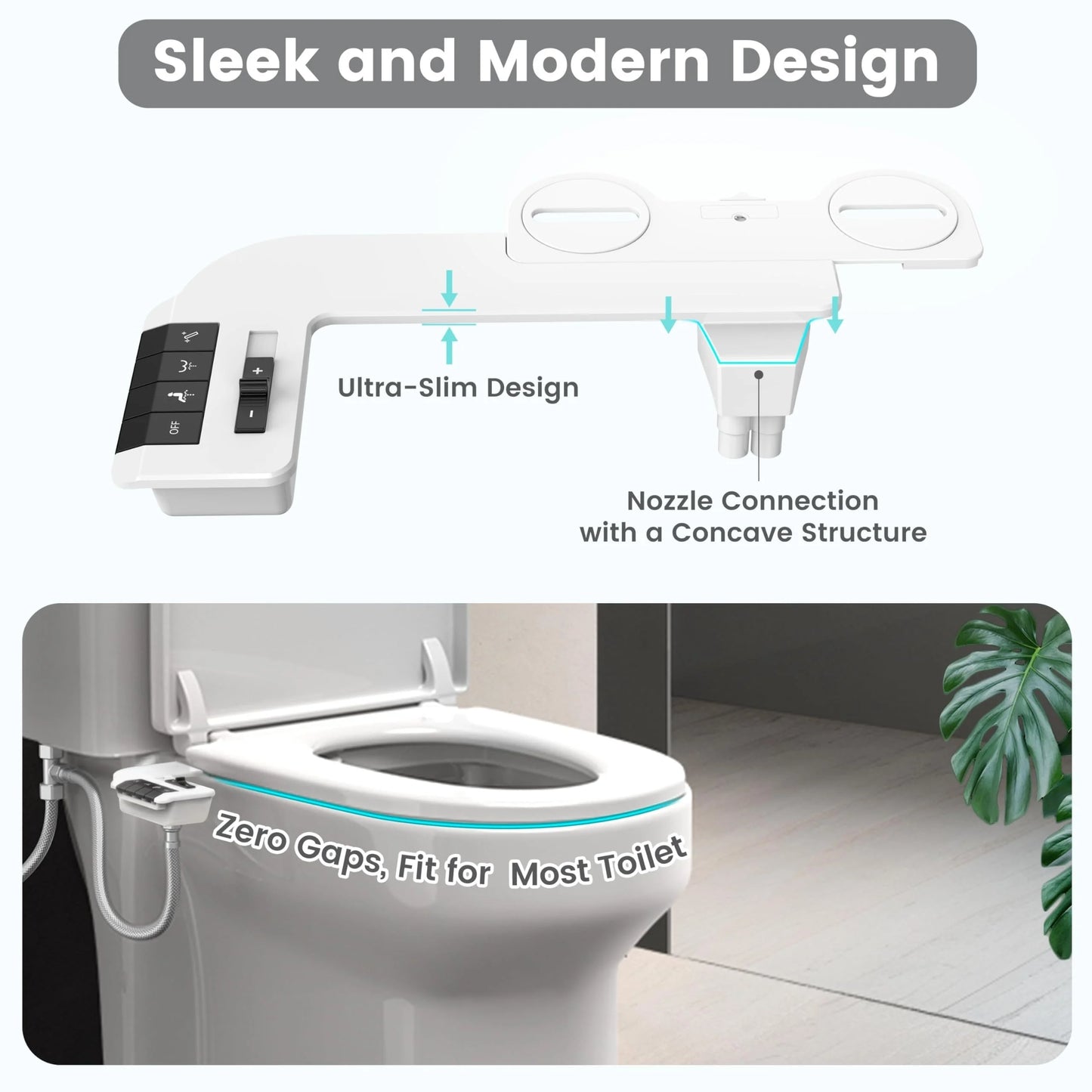 Dual Nozzle Bidet Attachment for Toilet With Adjustable Water Pressure