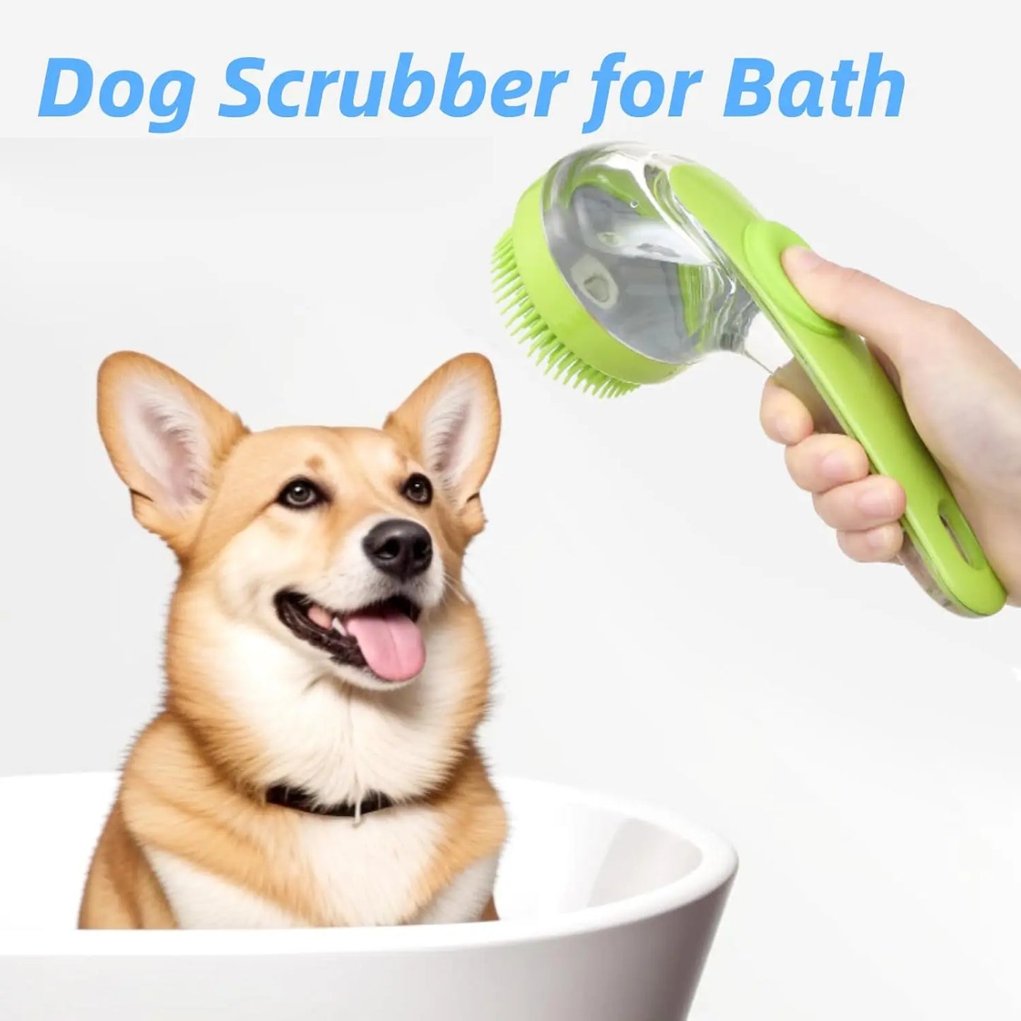 Pet Bath Brush With Shampoo Dispenser Silicone Massage Grooming Tool
