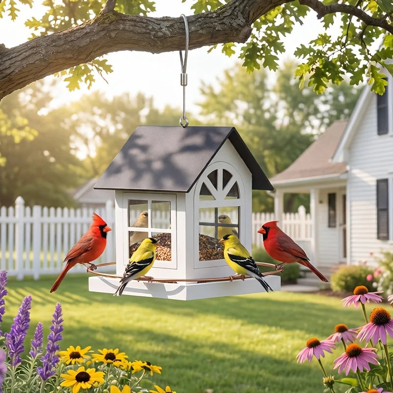 Copper Outdoor Bird Feeder Large Capacity Hanging Rustic Metal Feeder