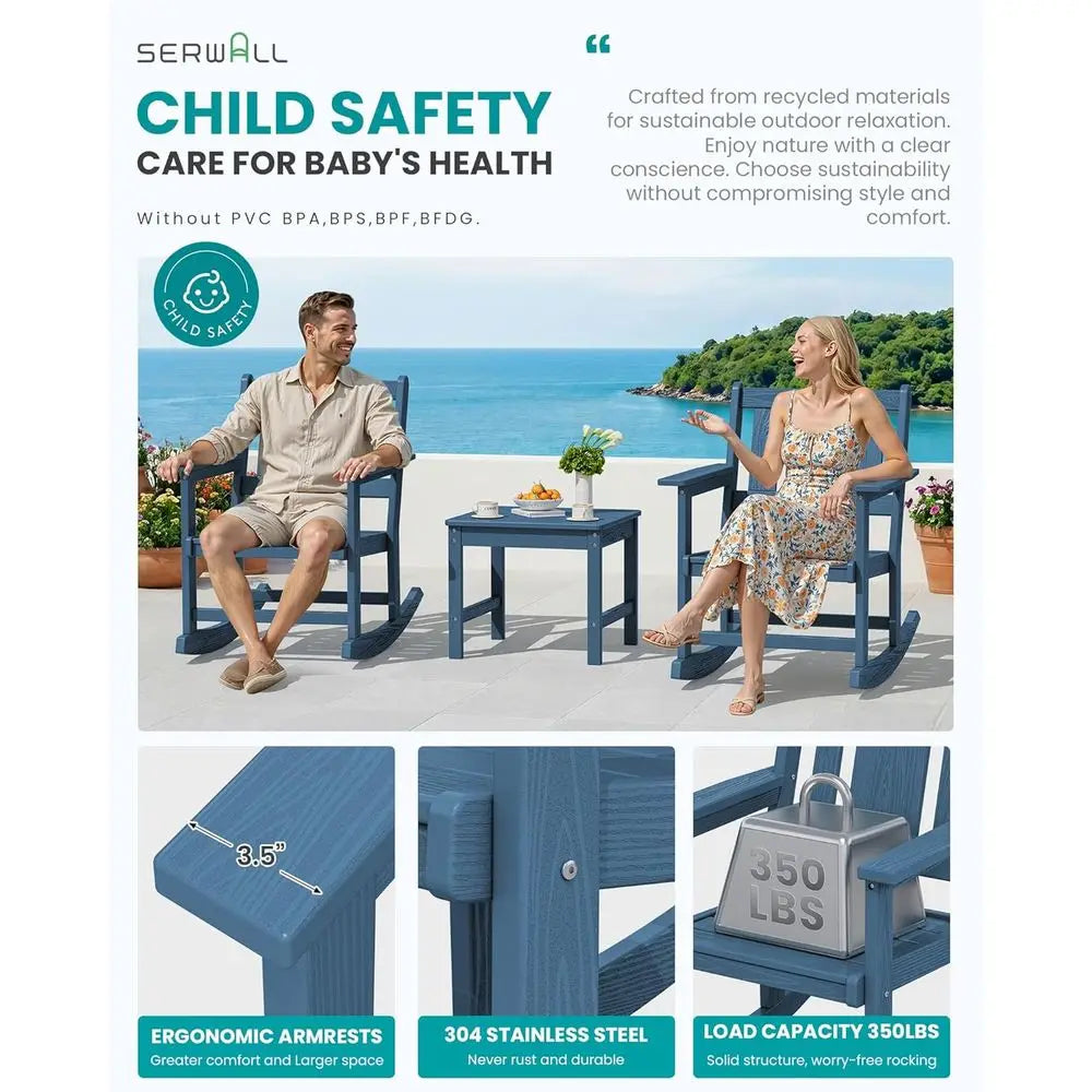 3-Piece Patio Bistro Set With Rocking Chairs And Umbrella Hole