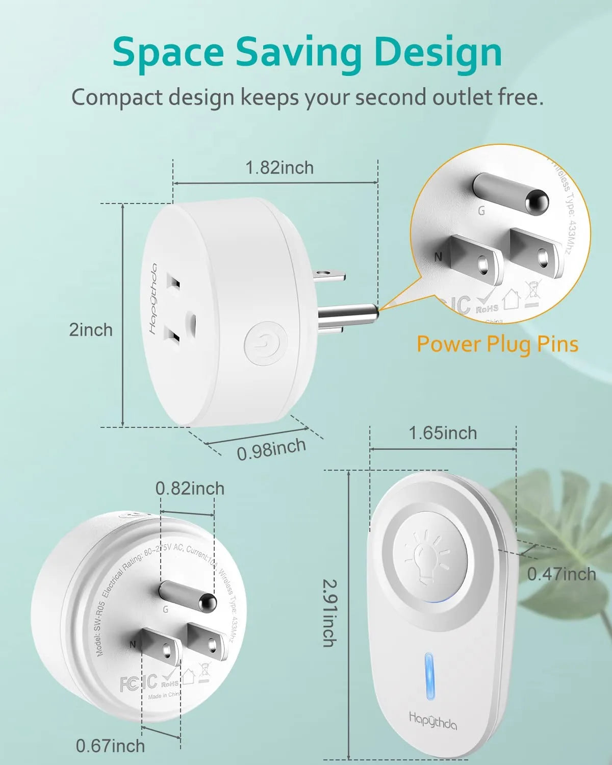 Remote Light Switch 15A No Wiring Needed 3 Pin Plug