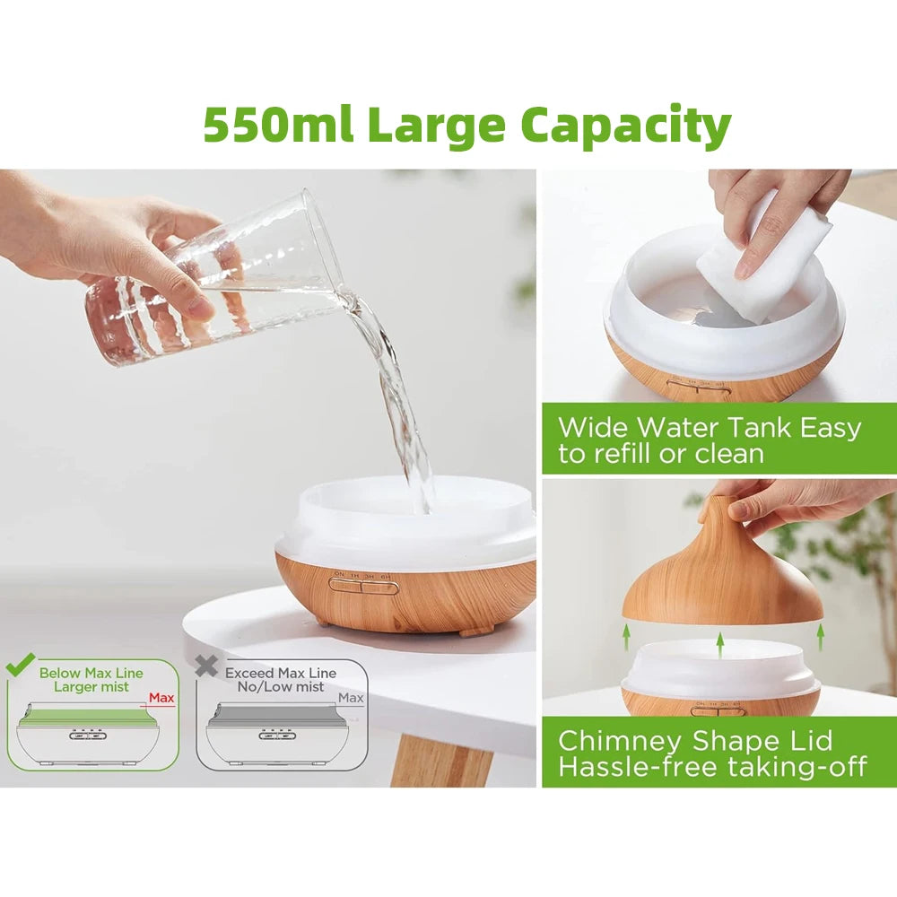 Oeny 550ml Essential Oil Diffuser With Six Oils Ultrasonic Humidifier