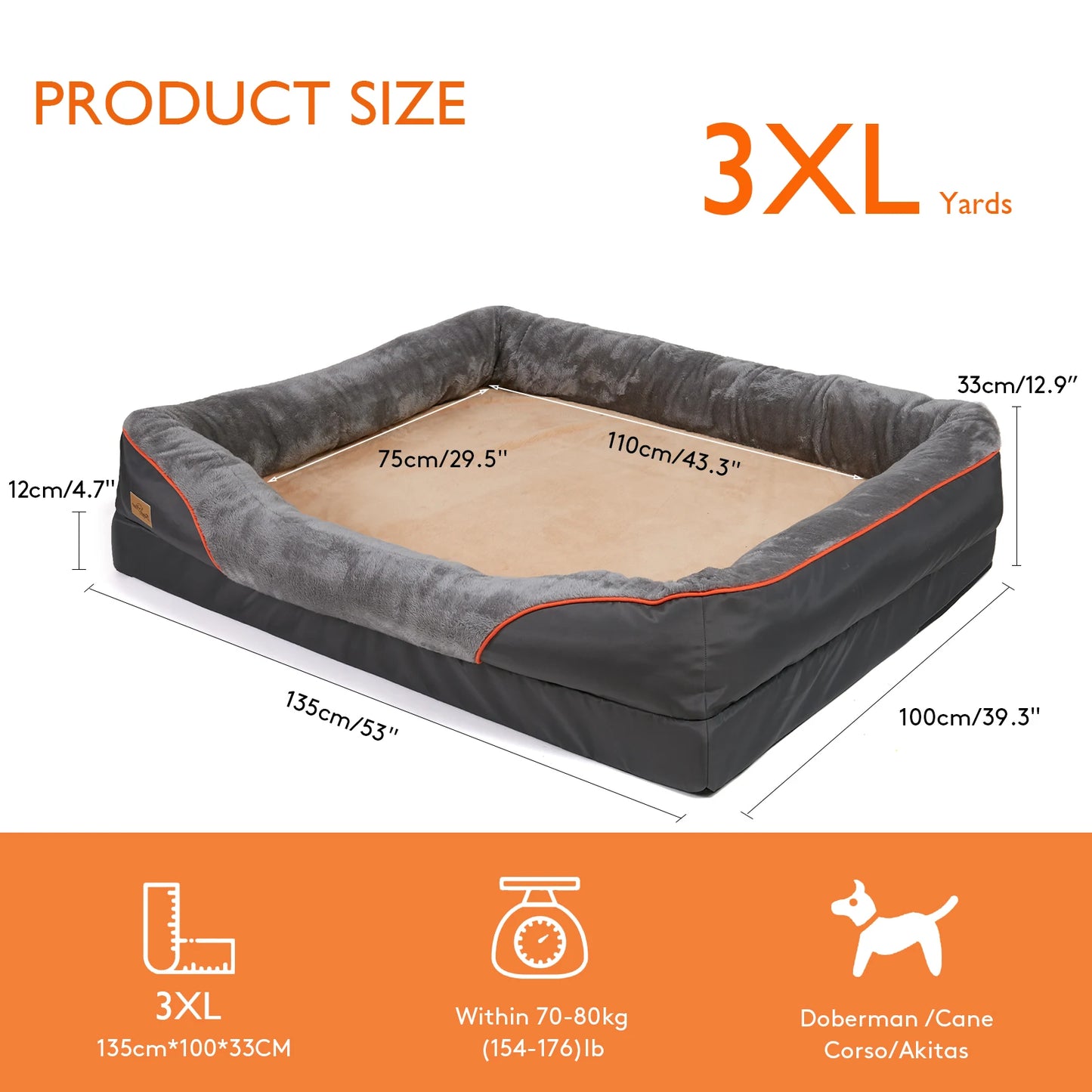 BINGOPAW Removable Washable Cover Dog Bed With Anti Allergy Fleece