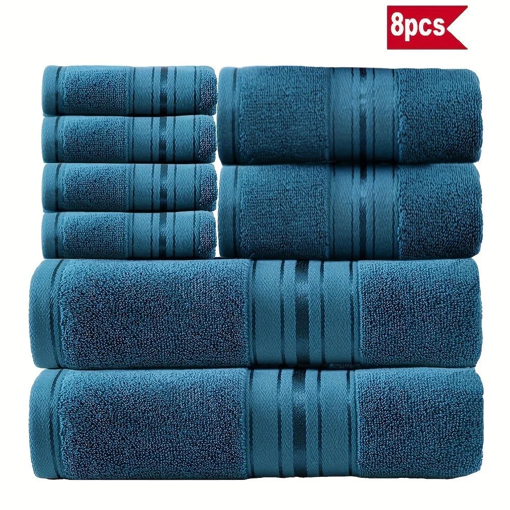 8 Piece Luxury Towel Set 100 Percent Cotton Towels Washcloths