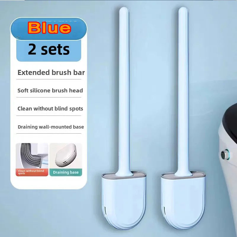 Hanging Silicone Toilet Brush With Long Handle And Quick Dry
