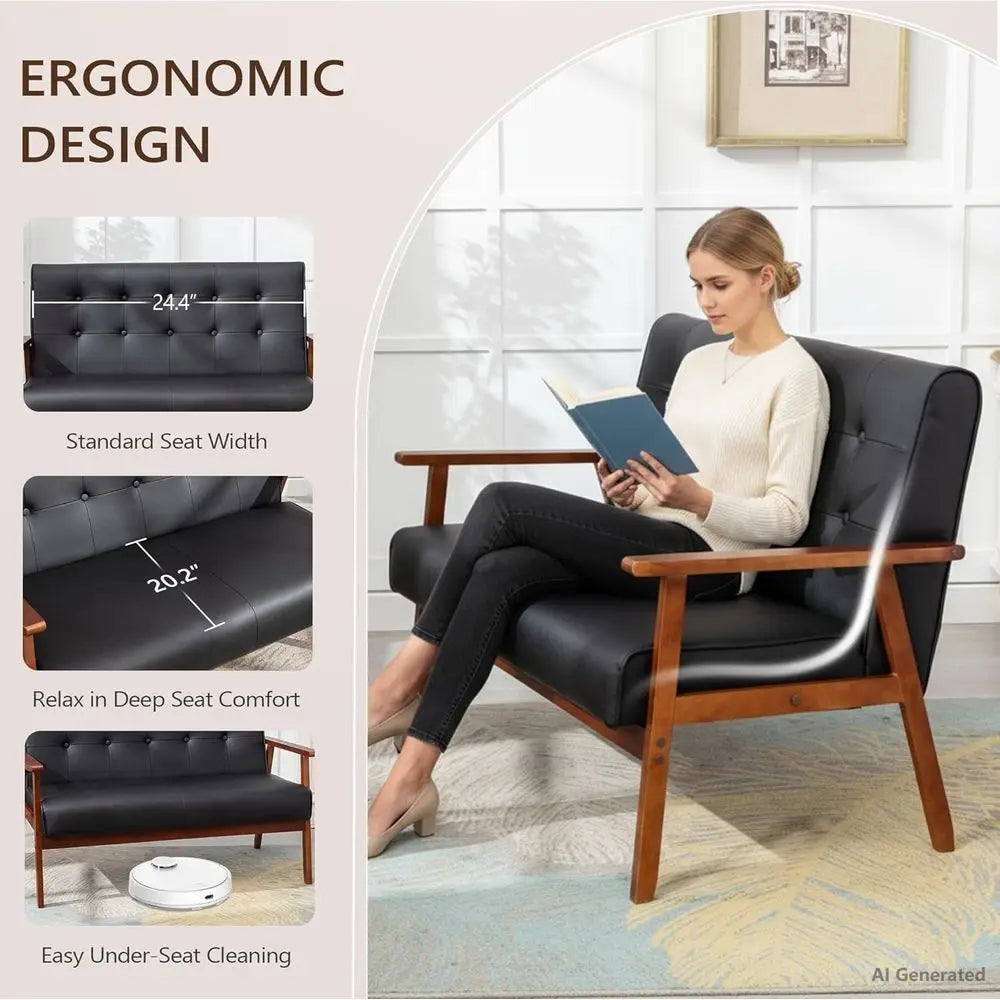 Wooden Loveseat Sofa And Accent Chair 3 Piece Set Home