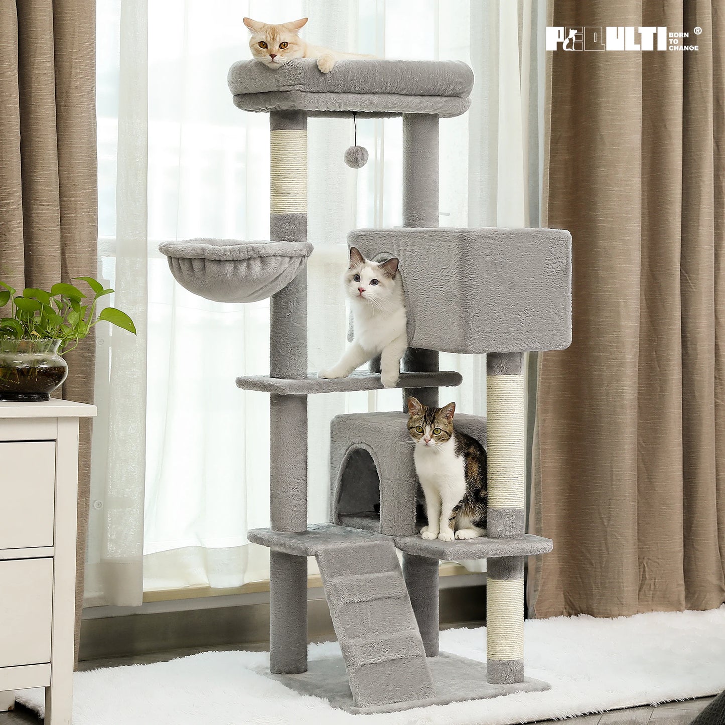 PAWZ Road Cat Tree With Toy Tower Plush Perch Scratching Posts