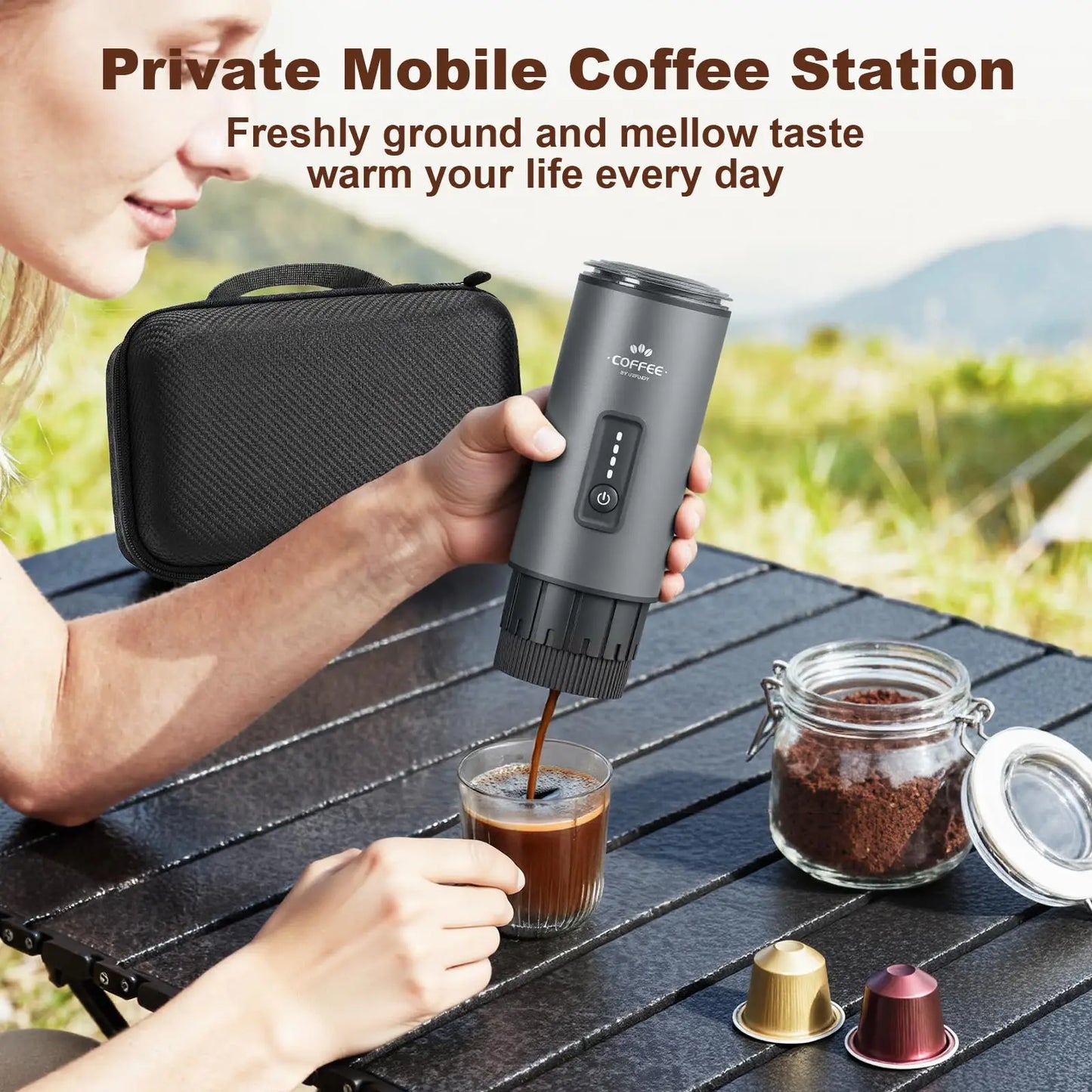 Portable 3in1 Electric Espresso Coffee Maker With Rechargeable Self Heating