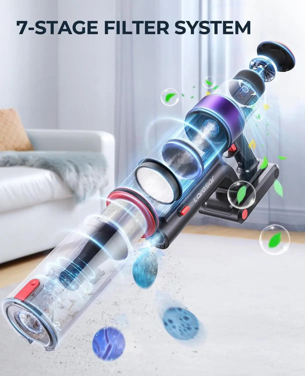LARESAR Elite 8 Cordless Vacuum Cleaner Handheld 450W Detachable Battery