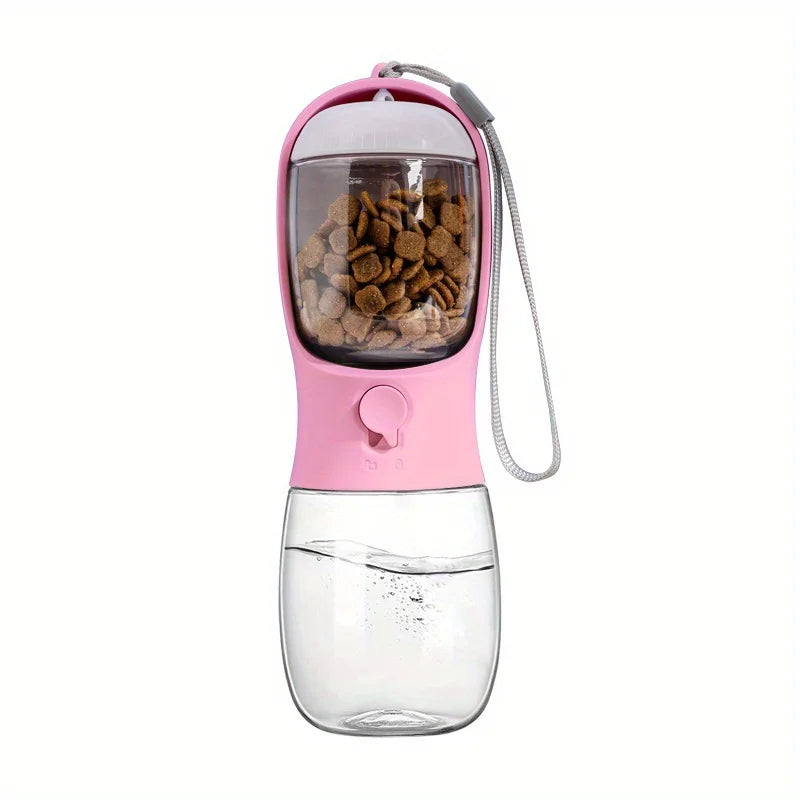 Portable Dog Cat Water Bottle With Food Container Leak Proof
