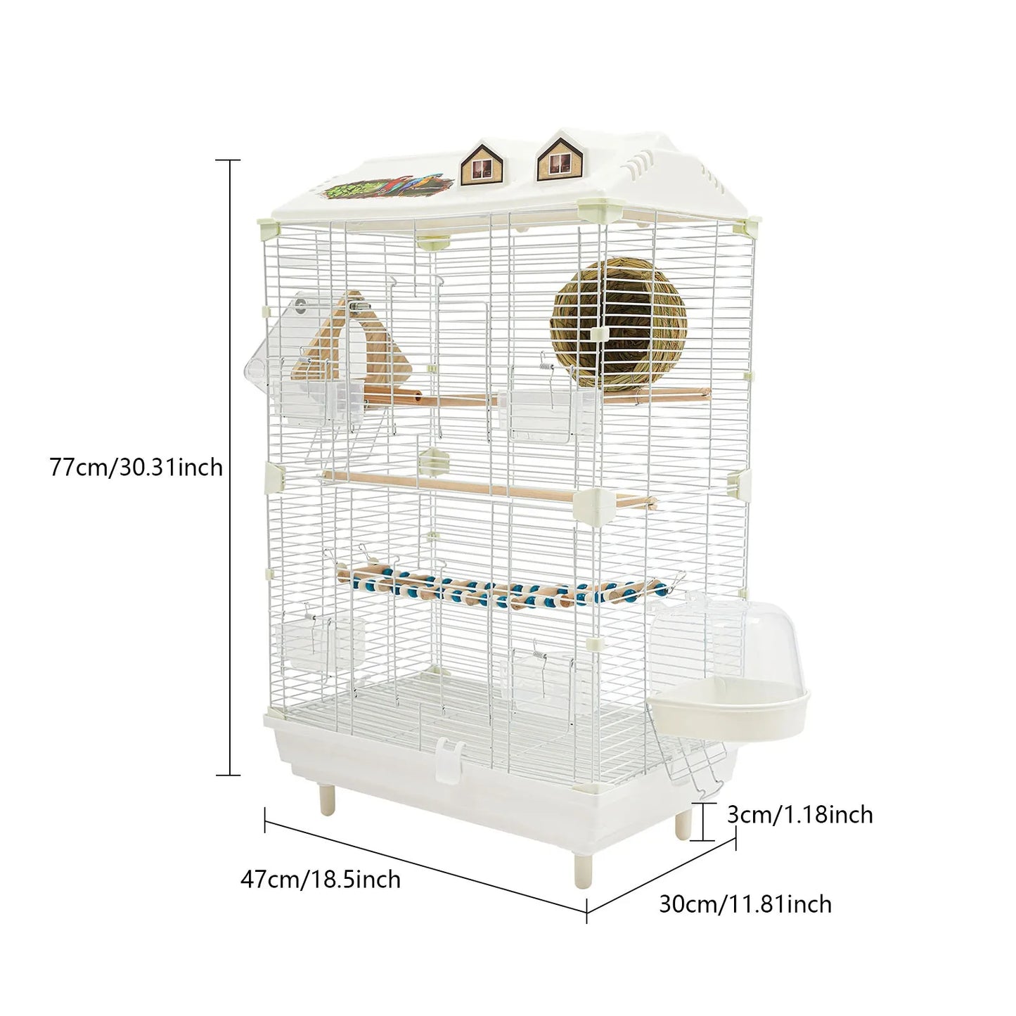 Two-Tier Iron Bird Cage For Small Birds, British Style