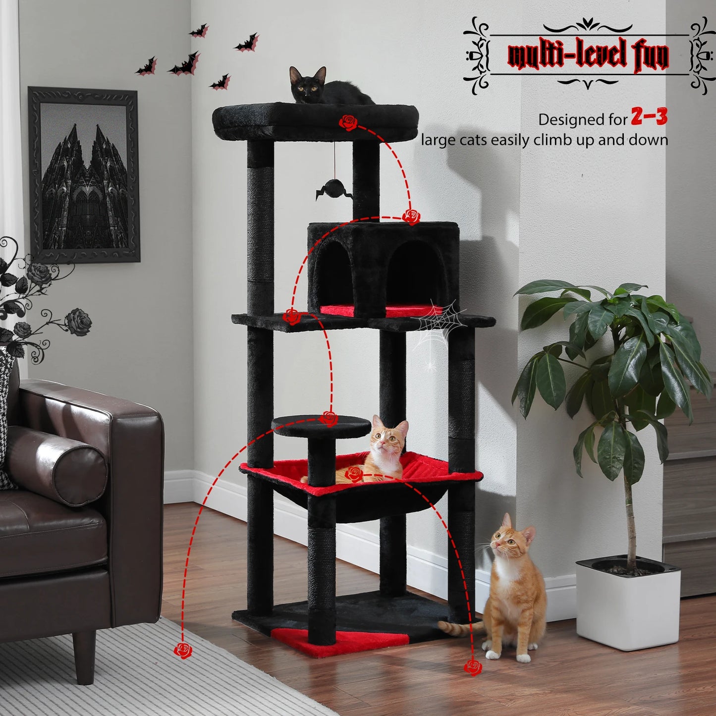 PAWZ Road Five Level Cat Tree Indoor Tower With Hammock