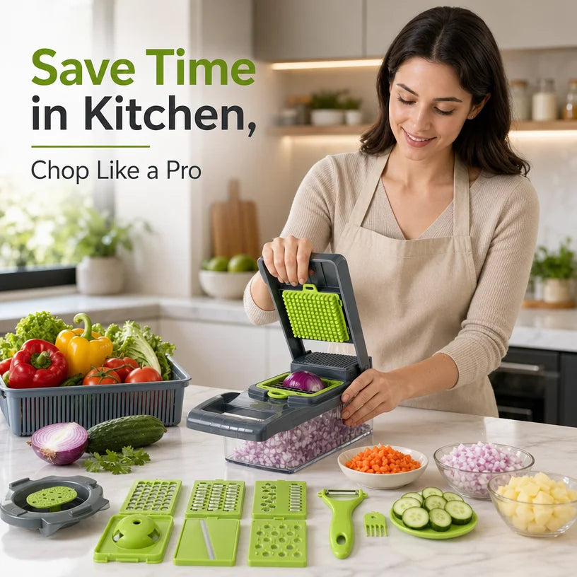 16-in-1 Vegetable Chopper PE ABS Multi-Blade Kitchen Gadget Pro