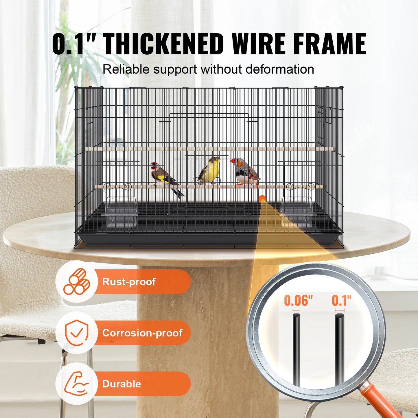 SucceBuy Stainless Steel Bird Cage With Rolling Stand