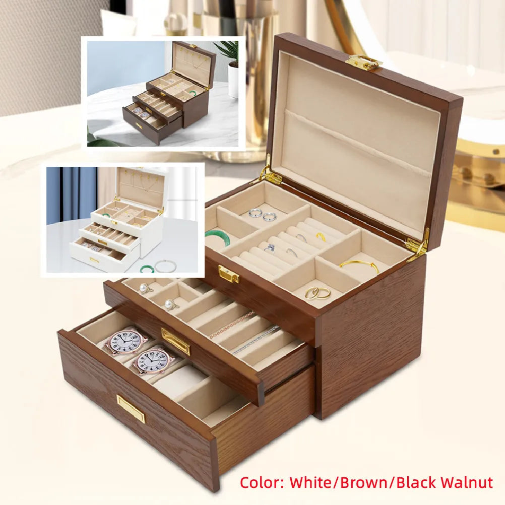 3 Tier Jewelry Box With Pull Out Drawers For Earrings