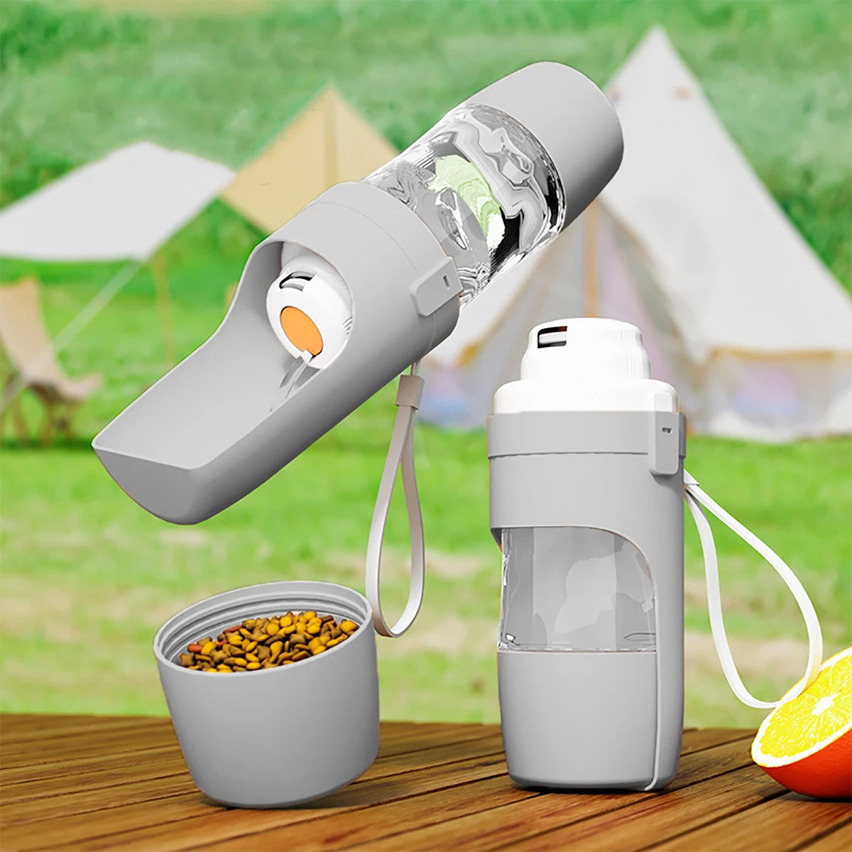 Portable Pet Water Bottle With Food Storage For Pets