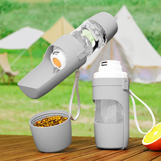 Portable Pet Water Bottle With Food Storage For Pets