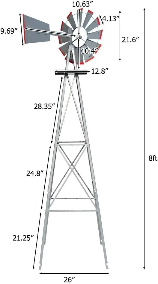 Ornamental Windmill Garden Weather Vane Heavy Duty Metal 4 Leg