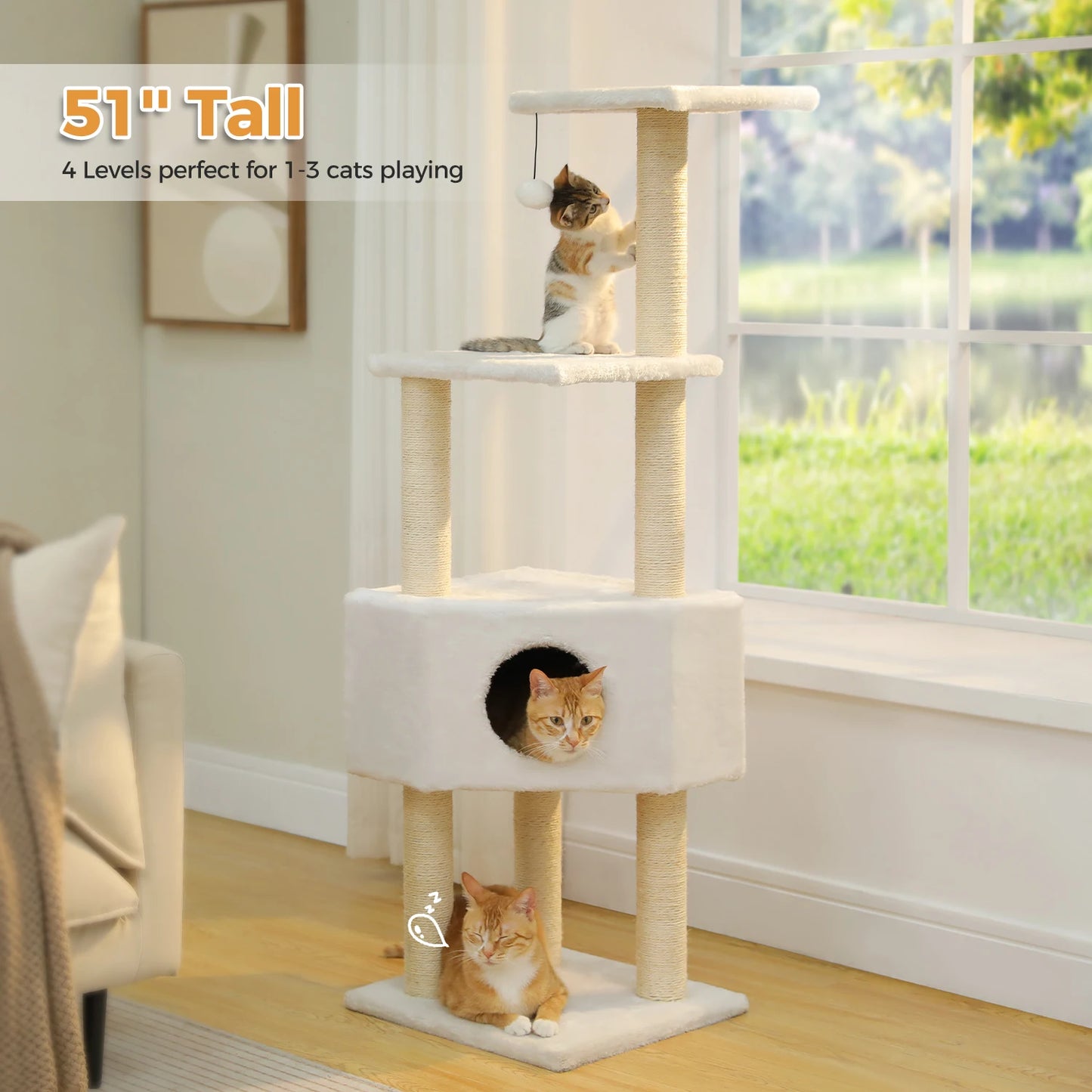 PAWZ Road Cat Tree With Toy Tower Plush Perch Scratching Posts