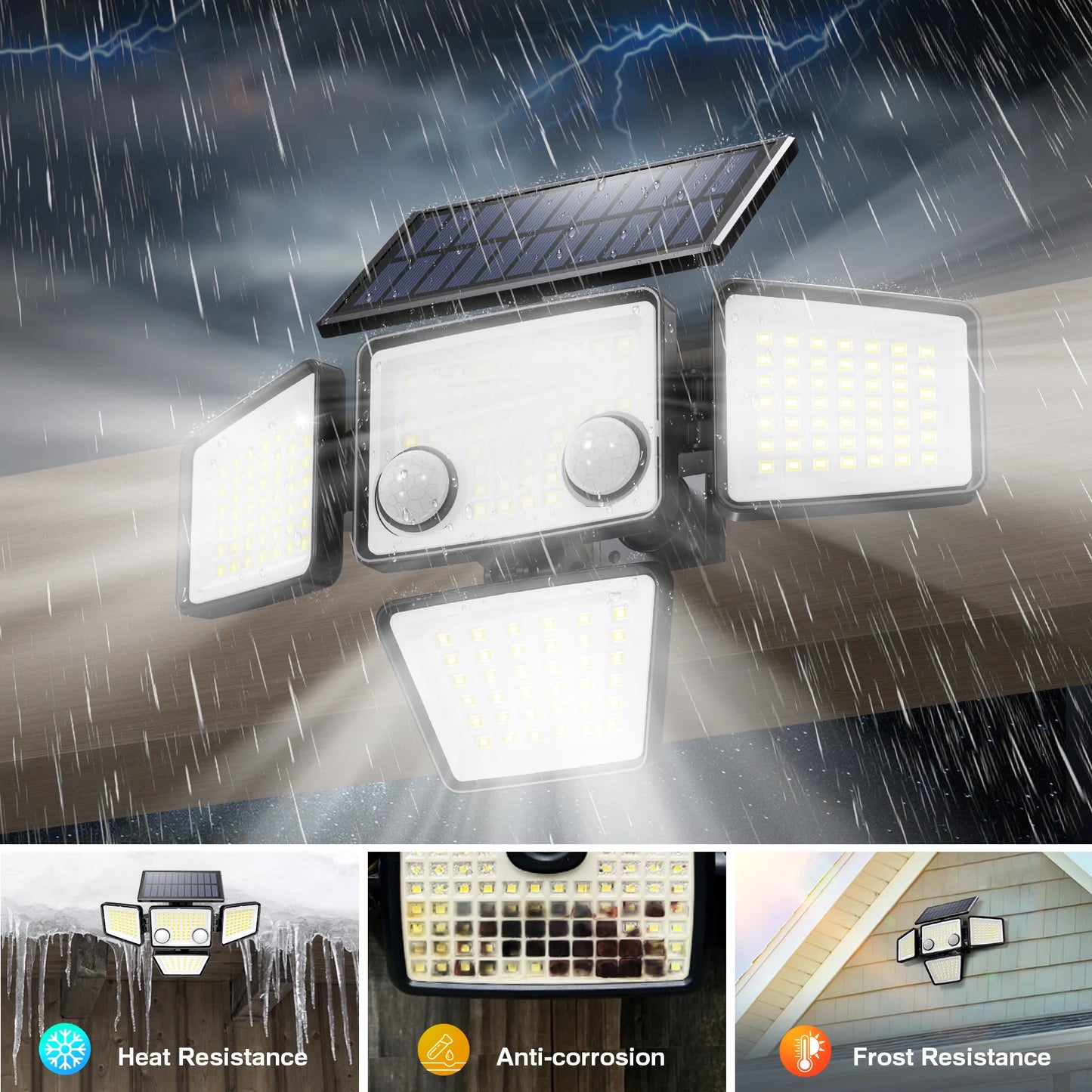 SZRSTH Solar Outdoor Lights 3000LM Motion Sensor Flood Lights