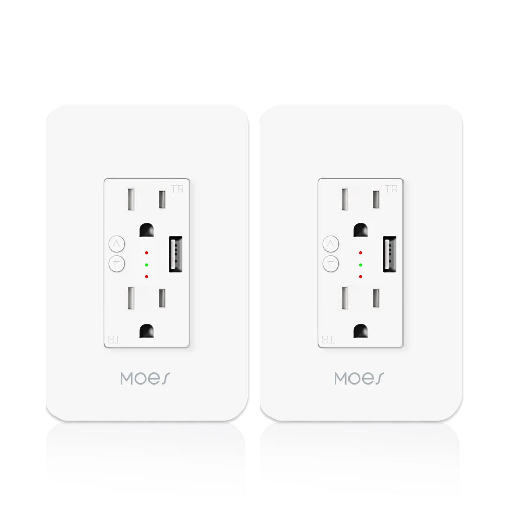 MOES WiFi Smart Wall Outlet With USB Ports For Alexa