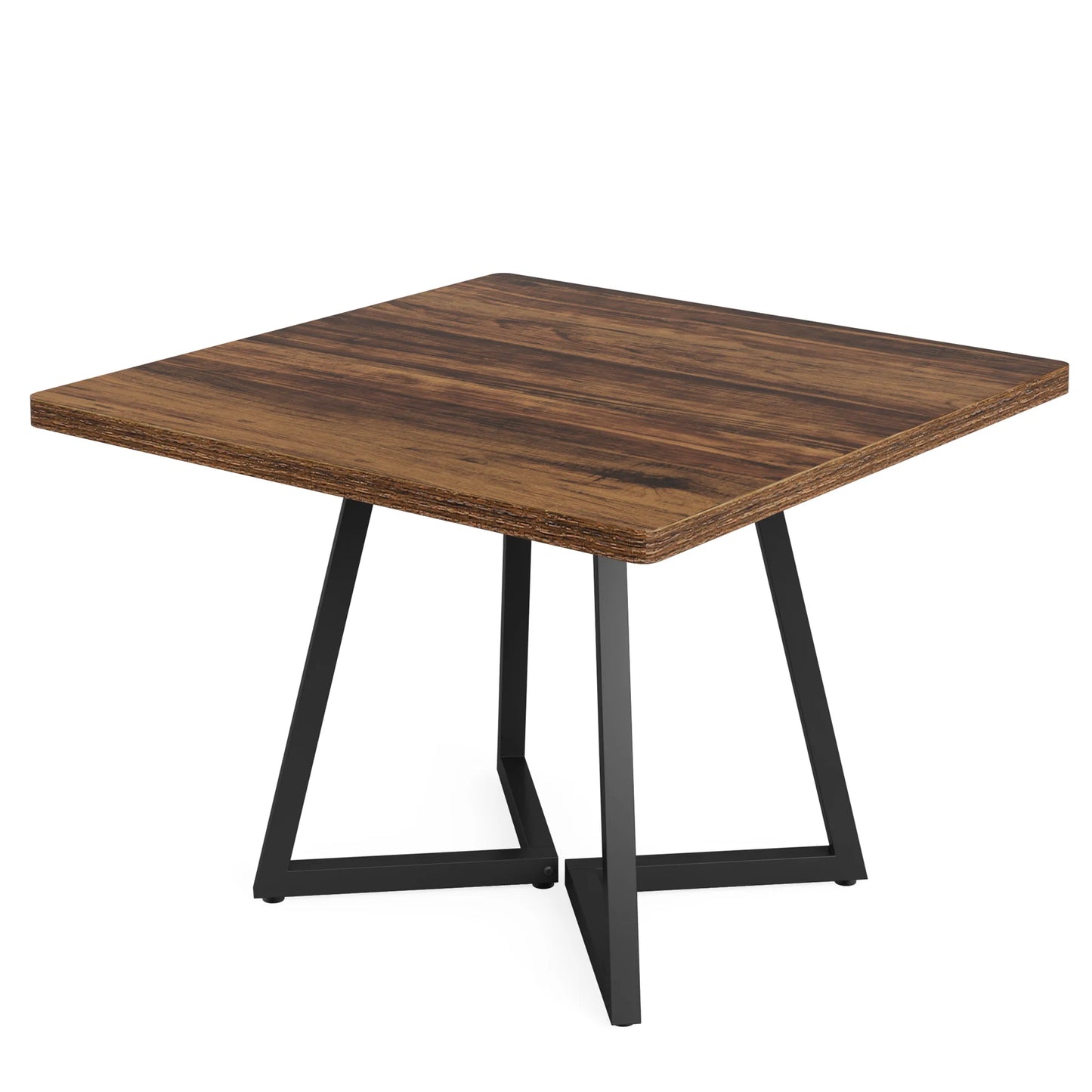 Tribesigns Square Industrial Dining Table Wood Metal Base Kitchen Furniture, No Chairs