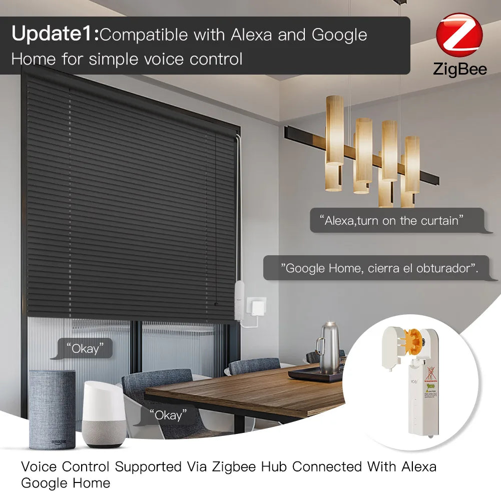 MOES ZigBee Motorized Roller Blinds Hub Alexa Tuya