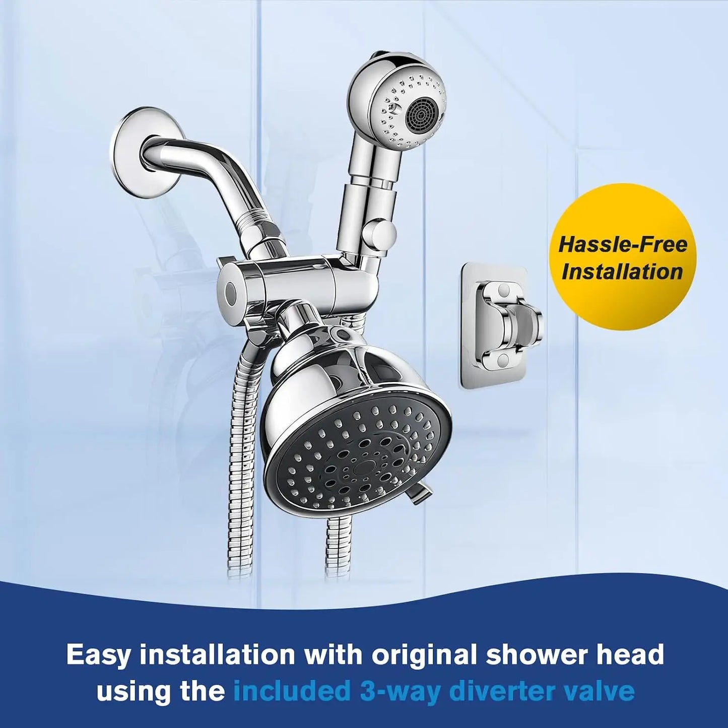 Pet Shower Attachment With One-Button Pause For Nervous Pets