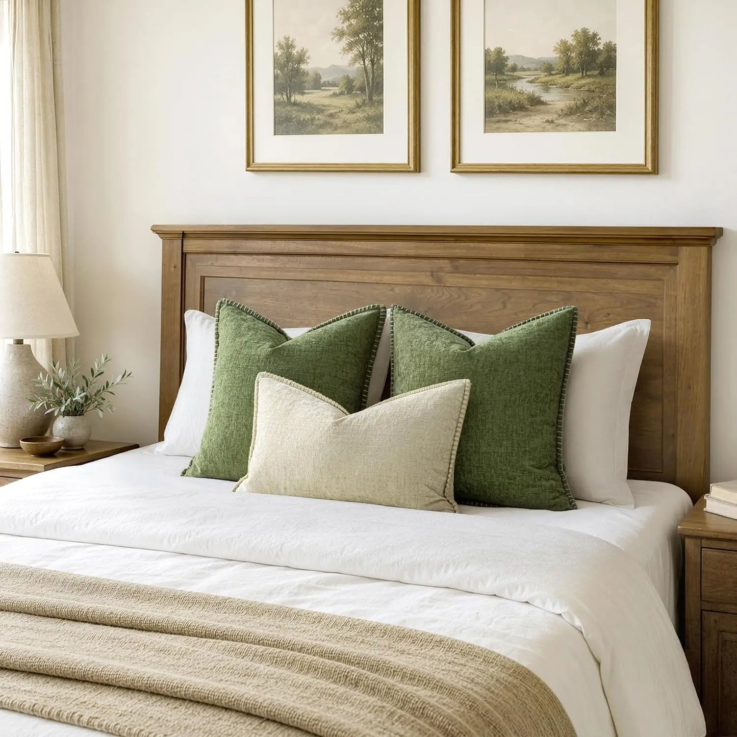 Pack of 2 Chenille Knit Pillow Covers with Embroidered Edges