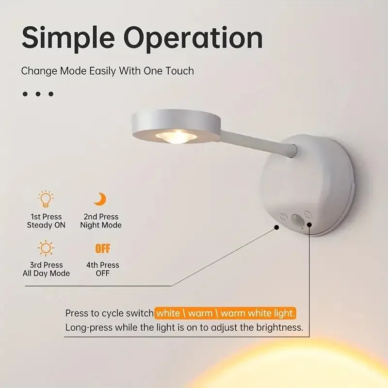 KFV USB Rechargeable Intelligent Wireless Wall Light Dimmable Led Spotlight
