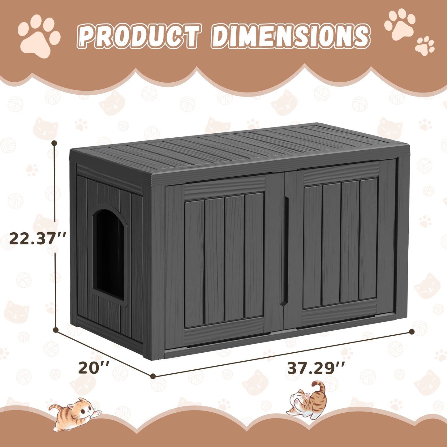 Indoor Outdoor Resin Cat House Weatherproof Double Doors Lounge Top