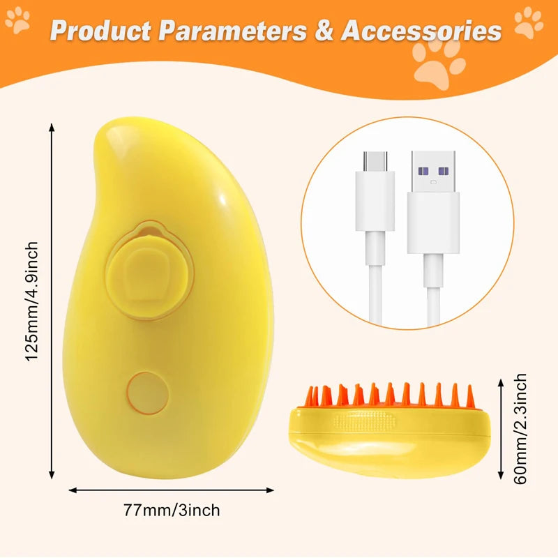 Cat Steam Brush Comb 3in1 Pet Grooming And Hair Care