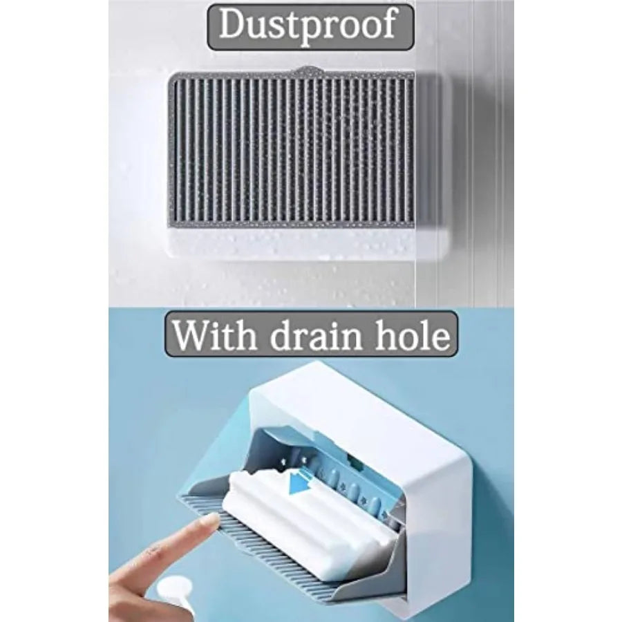 Dust-Proof Soap Holder For Shower Wall Adhesive Wall Mount With Drain