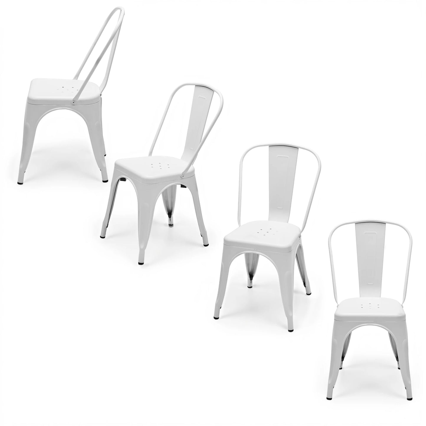 JHK Metal Dining Chairs Set of 4 Patio Outdoor 300LBS Weight Capacity 18 Inch Stackable Restaurant Classic Trattoria Metal Chairs Modern Bar Chairs for Dining Room