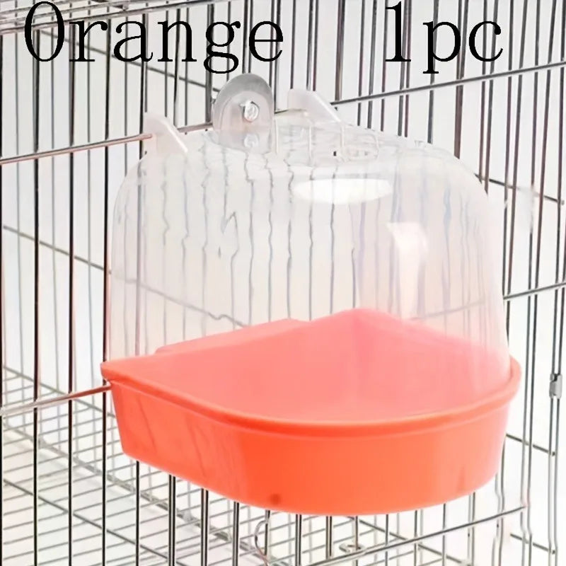 Transparent Bird Bath Tub With Splash-Proof Shower For Parrots