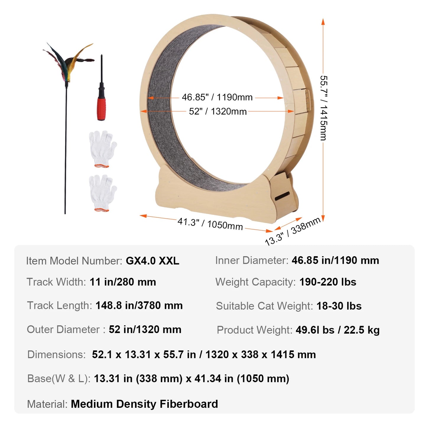 SucceBuy Wooden Cat Exercise Wheel Indoor Treadmill For Cats
