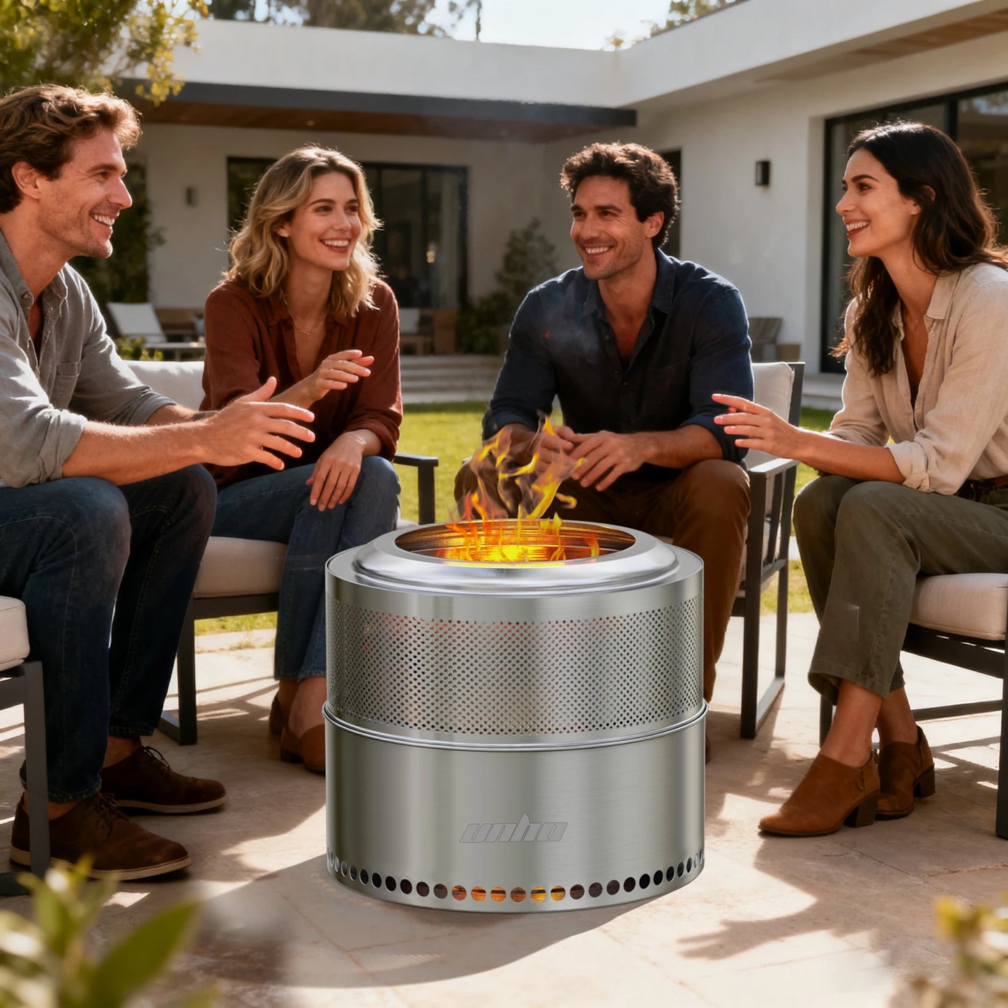 Stainless Steel Smokeless Wood Burning Fire Pit With Carry Bag