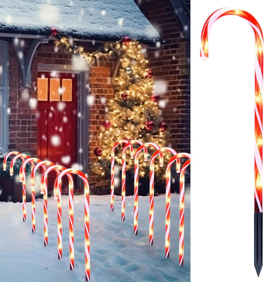 Joyfy Candy Cane Pathway Lights 12 Set Warm White Outdoors