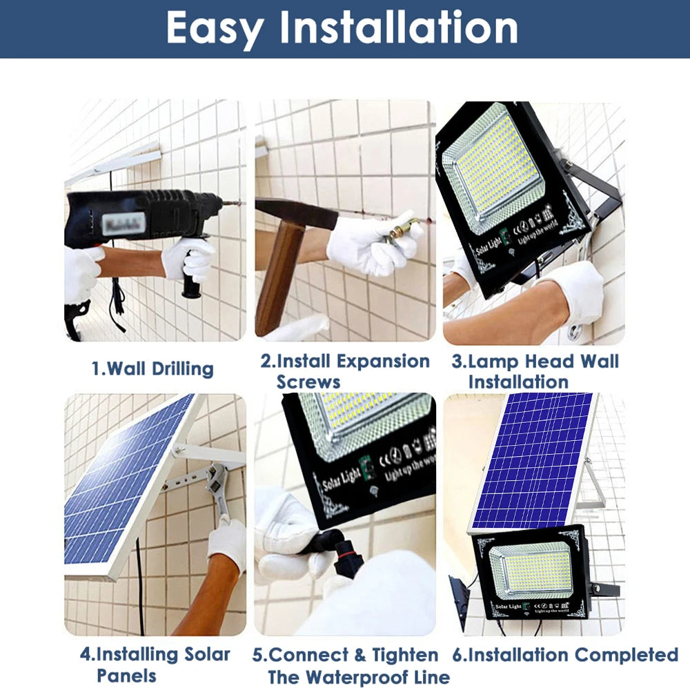 500W LED Solar Two Head Flood Light for Outdoor Garden