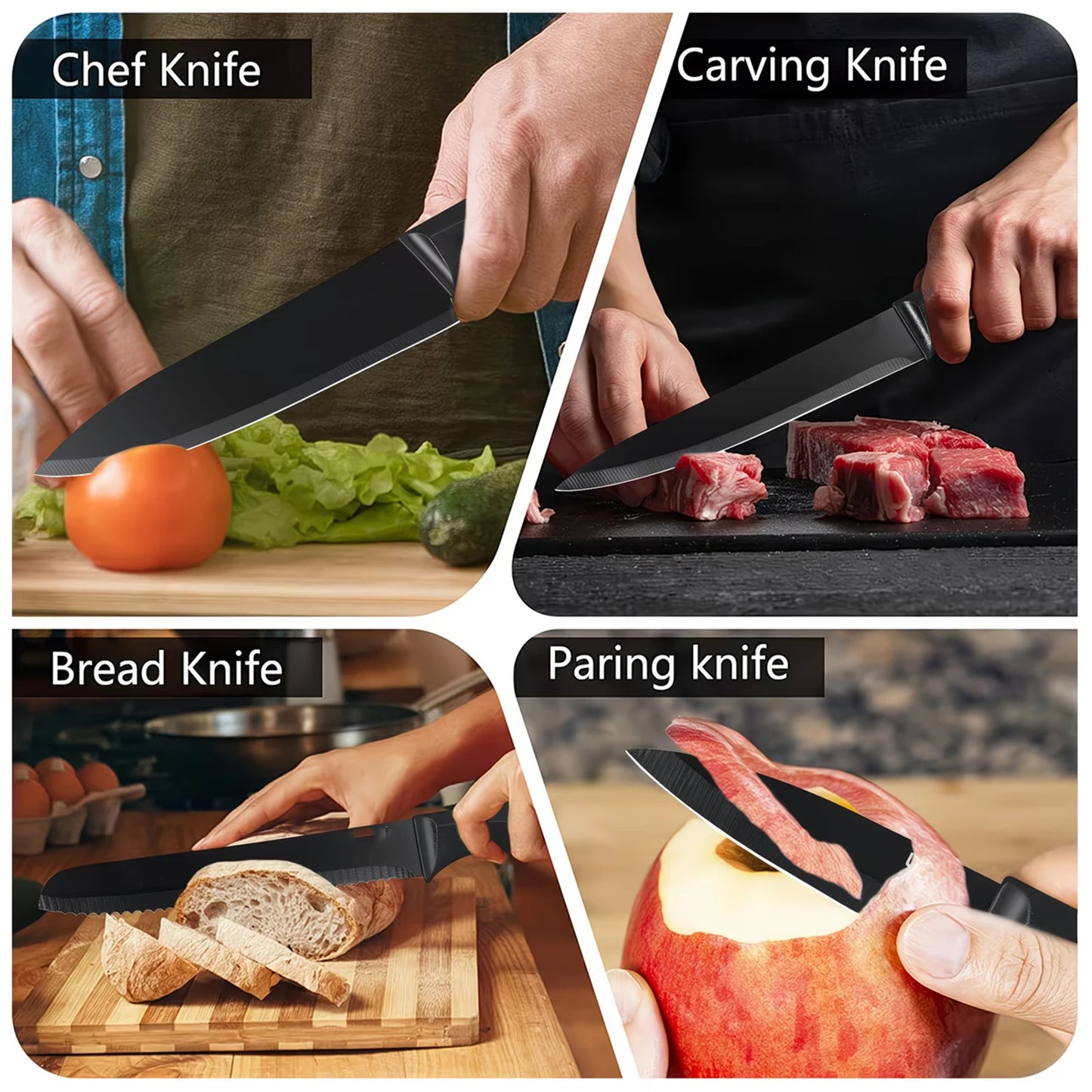 Professional Stainless Steel Kitchen Knife Set With Block And Scissors