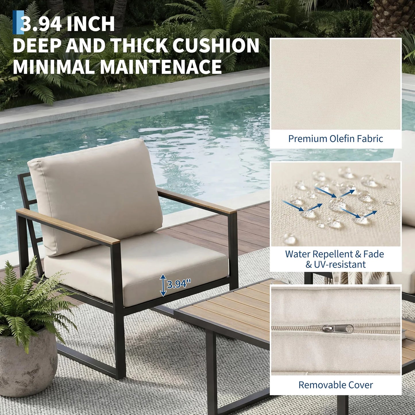 HobbyLane Modern Outdoor Patio Conversation Set With Coffee Table