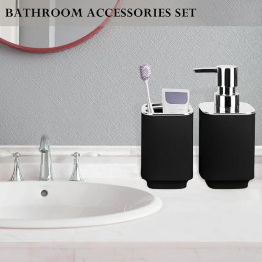 Bathroom Accessories 2-Piece Soap Dispenser And Toothbrush Holder Set