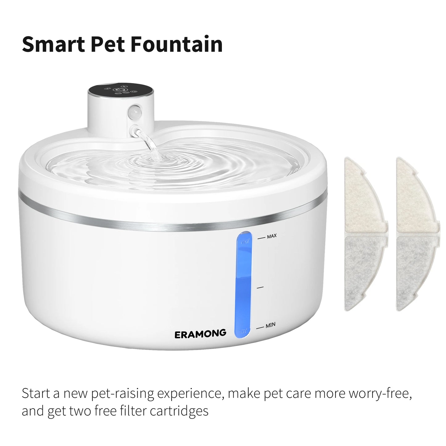 ERAMONG Wireless Cat Water Fountain With 4000mAh Battery And Auto Sensor