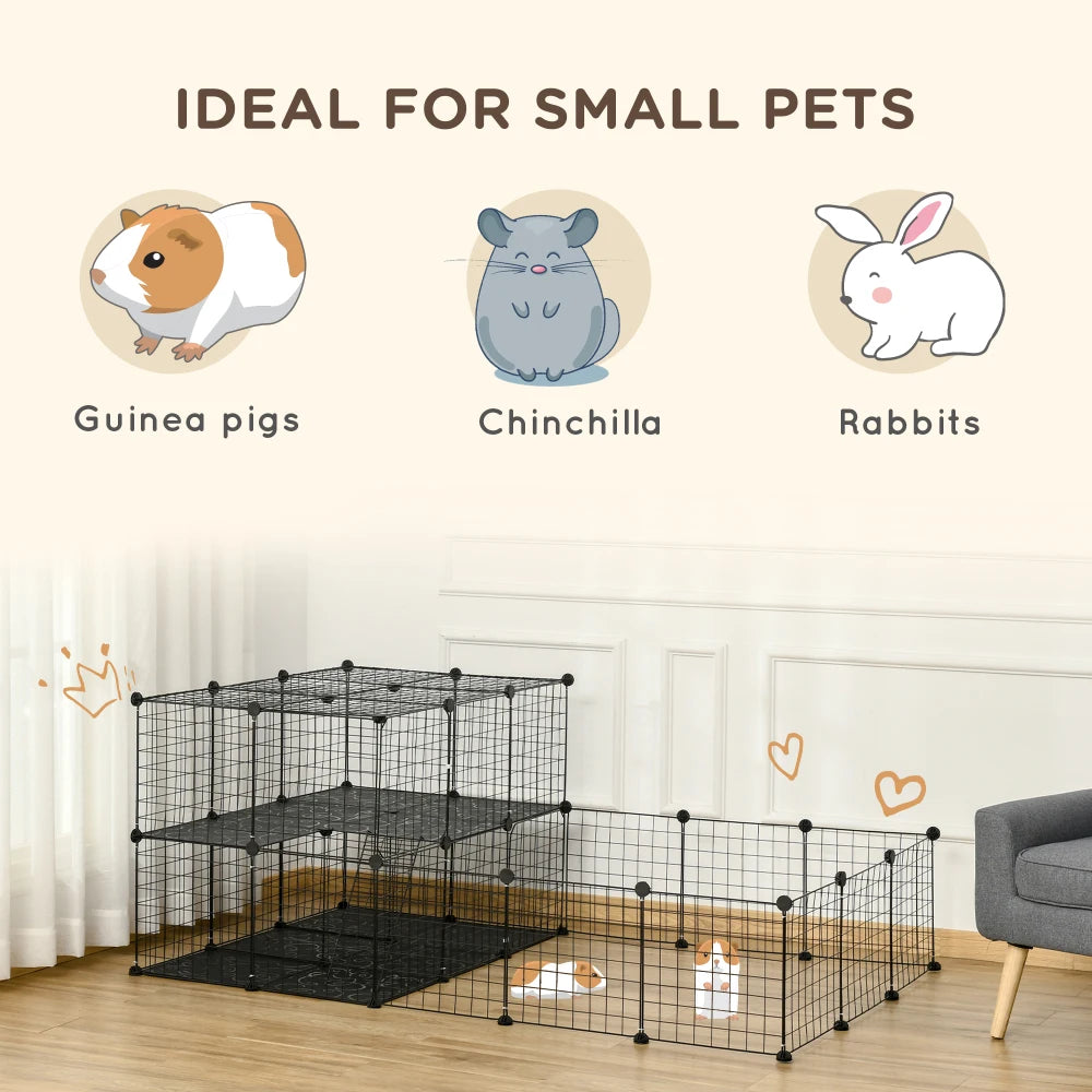 PawHut Portable Metal Pet Playpen With Doors For Small Animals