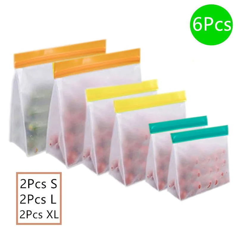 Reusable Silicone Food Storage Bag Stand Up Leakproof Freezer