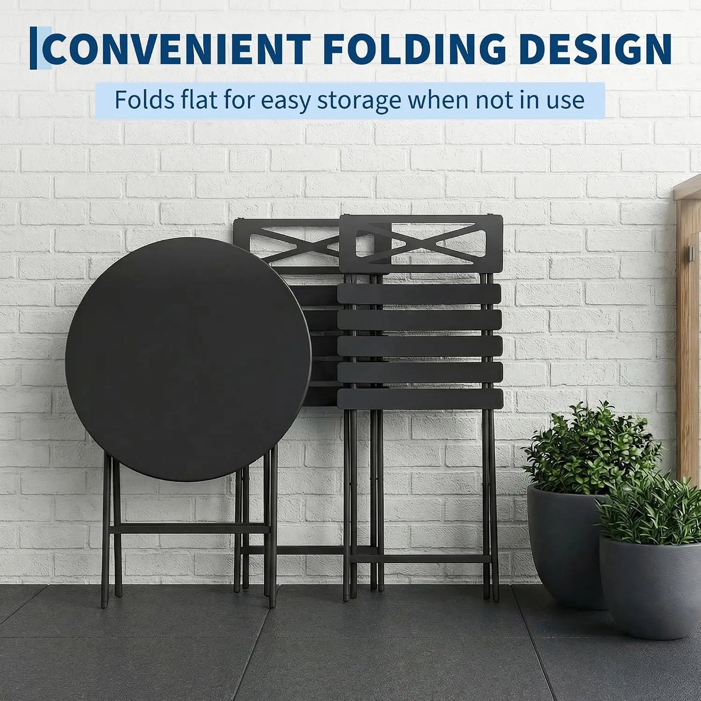 HobbyLane Outdoor Folding Bistro Set, Metal Patio Table And Chairs