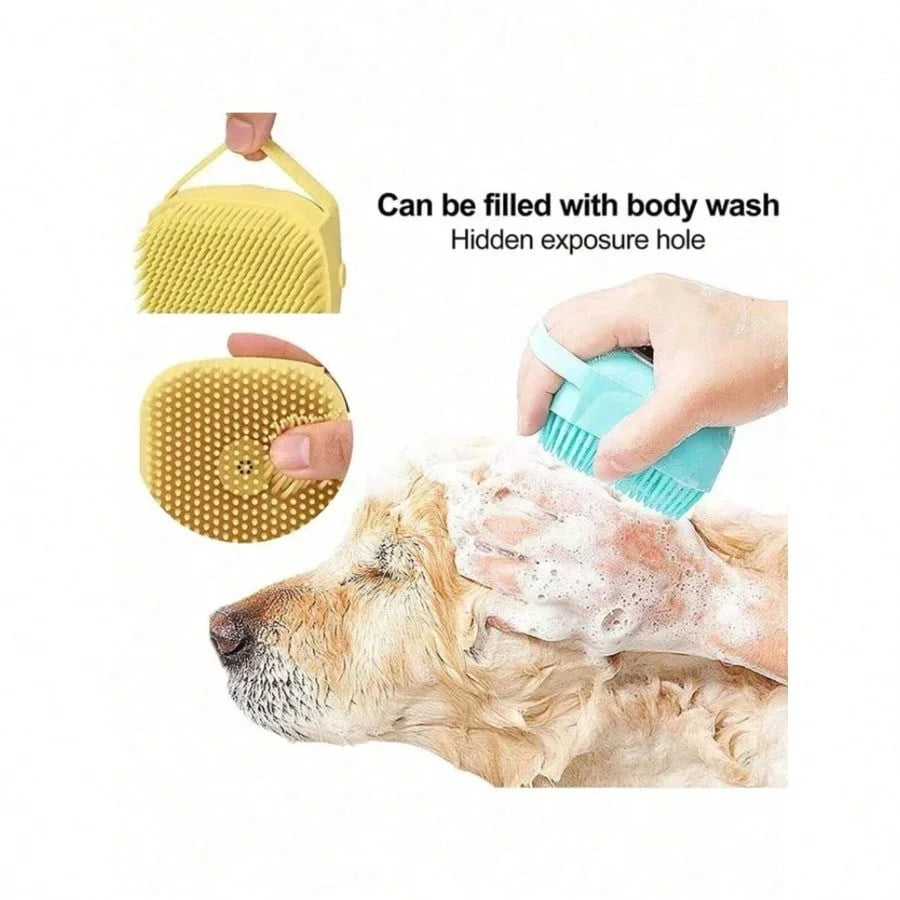 Pet Shampoo Brush With Silicone Dispenser For Dogs And Cats Grooming