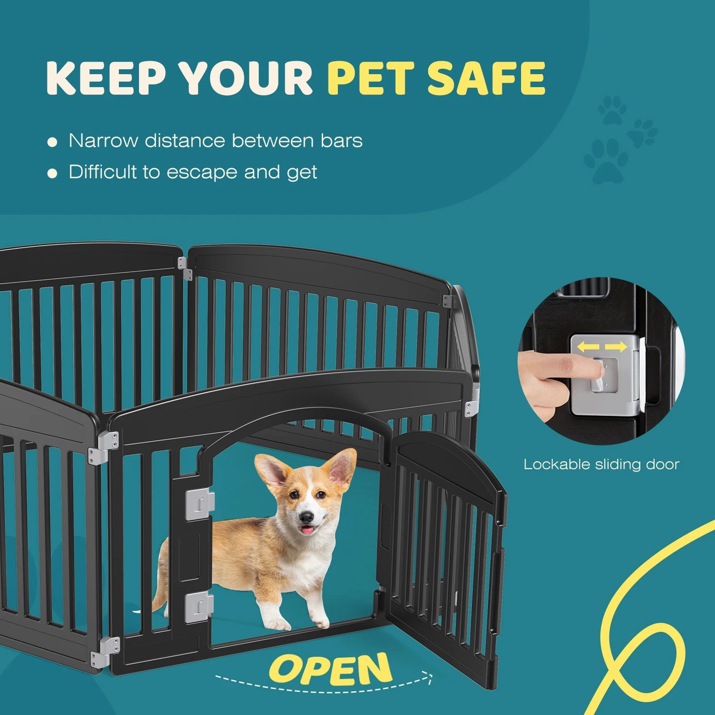 JHK Plastic Dog Playpen 6-Panel Expandable Pet Fence